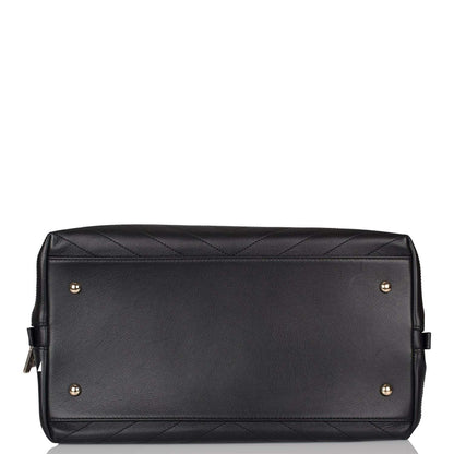 Chanel Black Calfskin Chevron Chic Tote Bag Light Gold Hardware - image 6