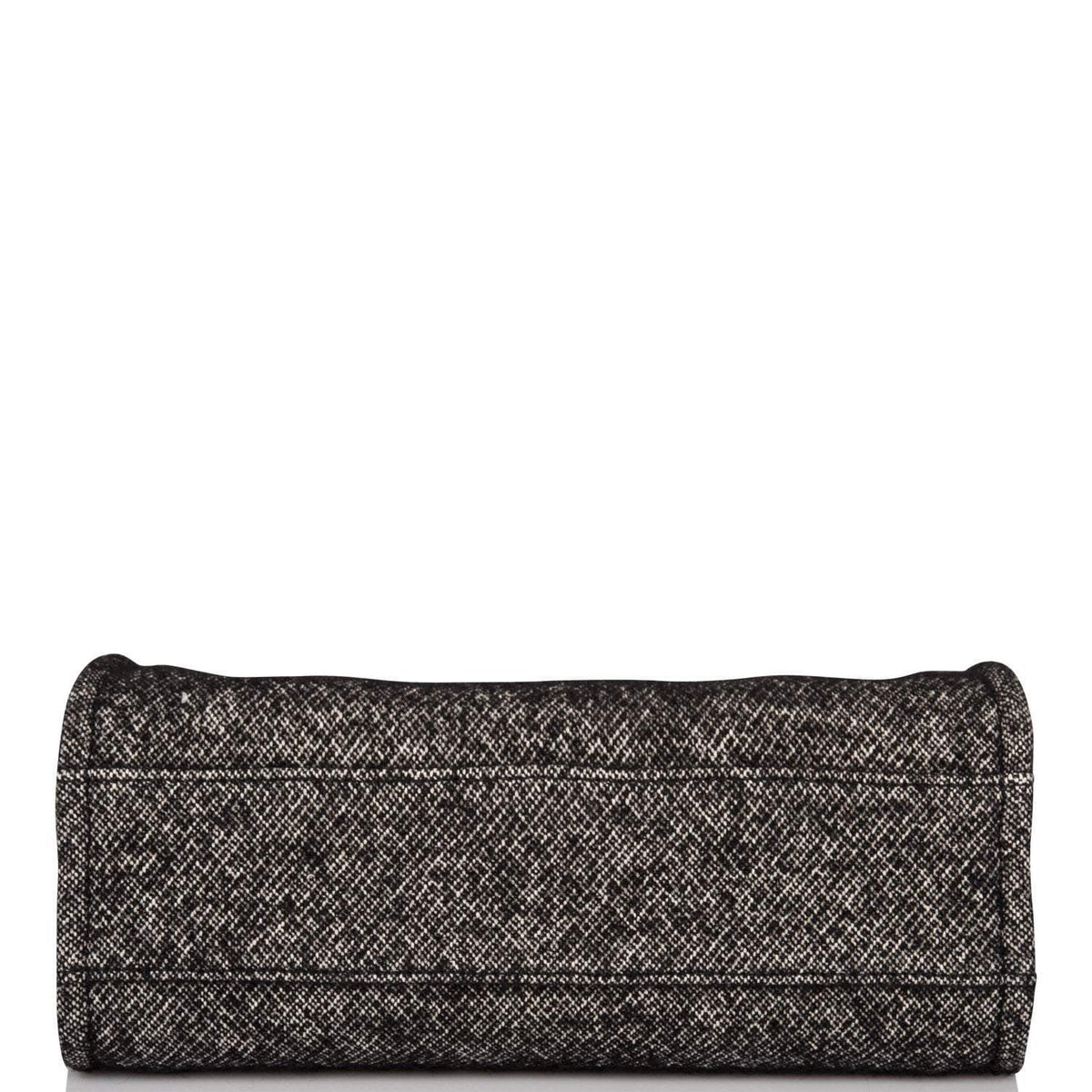 Chanel Small Deauville Shopping Bag Black Wool Silver Hardware - photo 6