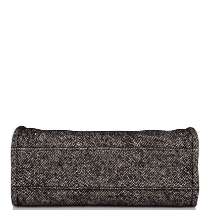 Chanel Small Deauville Shopping Bag Black Wool Silver Hardware - photo 6