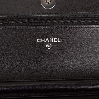 Chanel SO Black Classic Quilted Lambskin Wallet On Chain (WOC) Black Hardware - photo 10