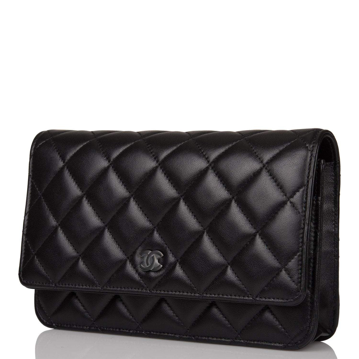 Chanel SO Black Classic Quilted Lambskin Wallet On Chain (WOC) Black Hardware - photo 5