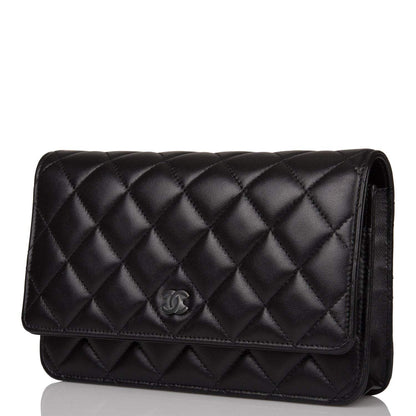 Chanel SO Black Classic Quilted Lambskin Wallet On Chain (WOC) Black Hardware - photo 5