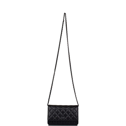 Chanel SO Black Classic Quilted Lambskin Wallet On Chain (WOC) Black Hardware - photo 7