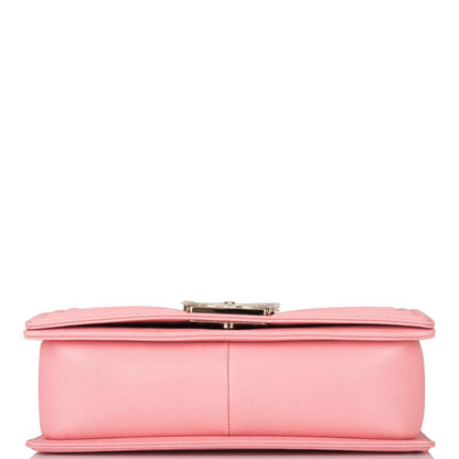 Chanel Pink Quilted Caviar Medium Boy Bag Light Gold Hardware - image 5