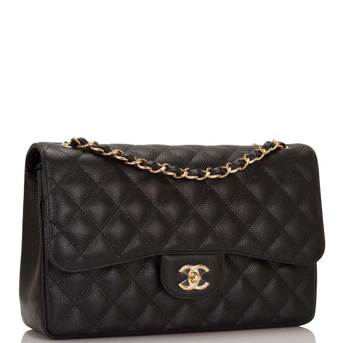 Chanel Black Quilted Caviar Jumbo Classic Double Flap Bag Gold Hardware - image 2