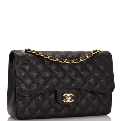 Chanel Black Quilted Caviar Jumbo Classic Double Flap Bag Gold Hardware - image 2