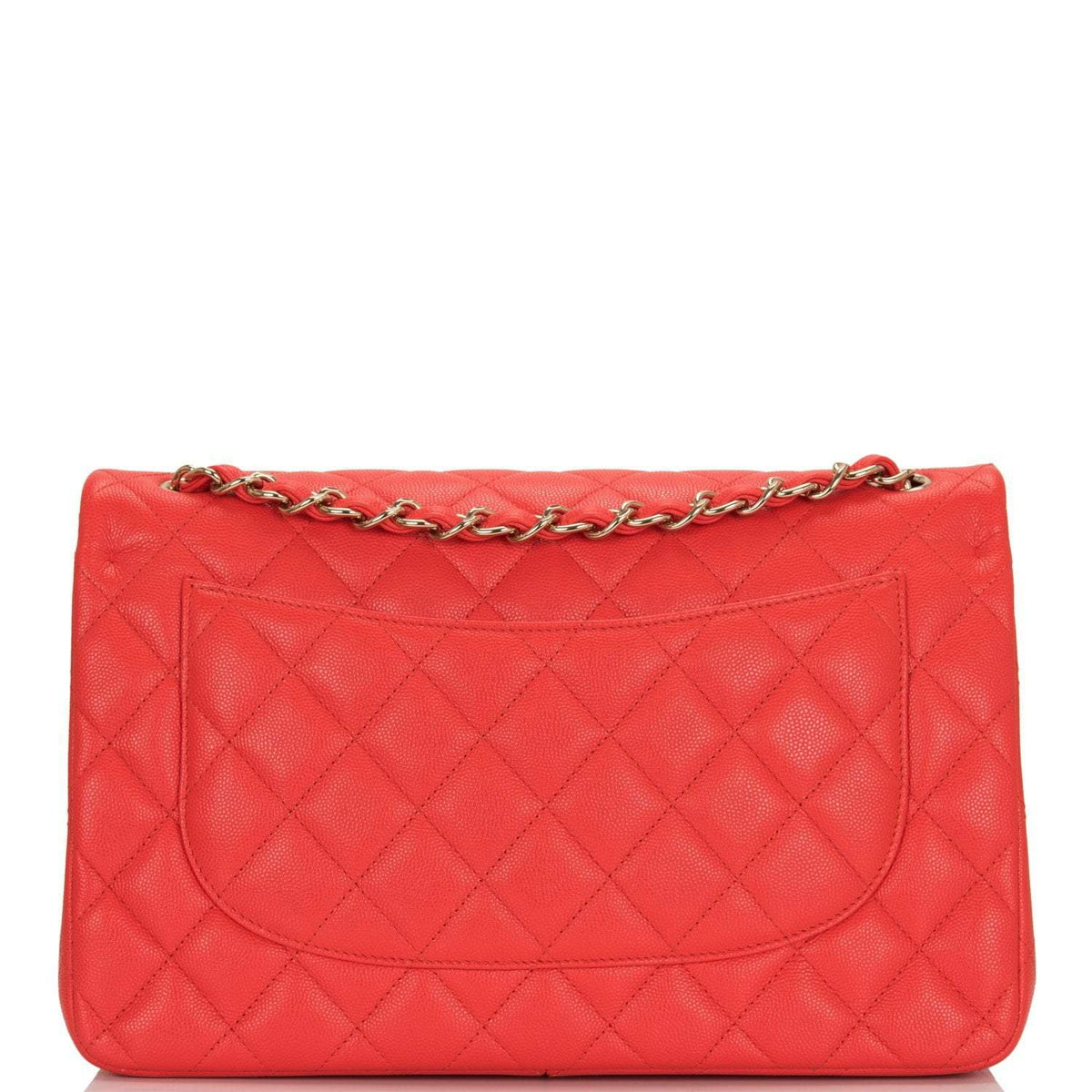 Chanel Red Shiny Quilted Caviar Jumbo Classic Double Flap Bag Gold Hardware - image 4