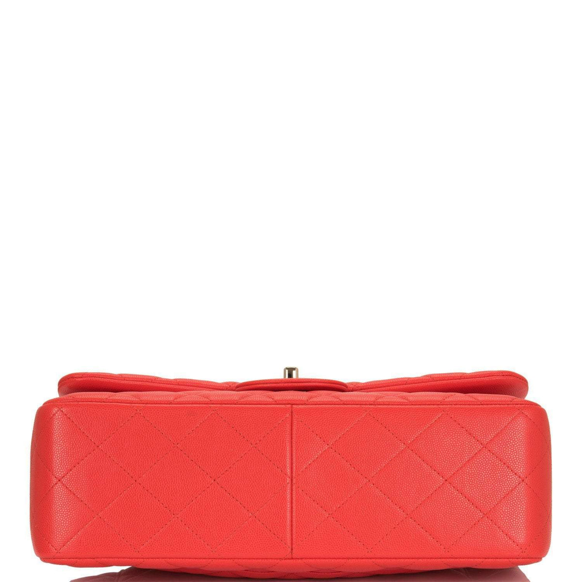 Chanel Red Shiny Quilted Caviar Jumbo Classic Double Flap Bag Gold Hardware - image 5