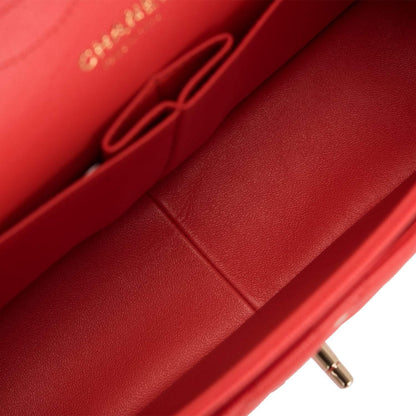 Chanel Red Shiny Quilted Caviar Jumbo Classic Double Flap Bag Gold Hardware - image 7