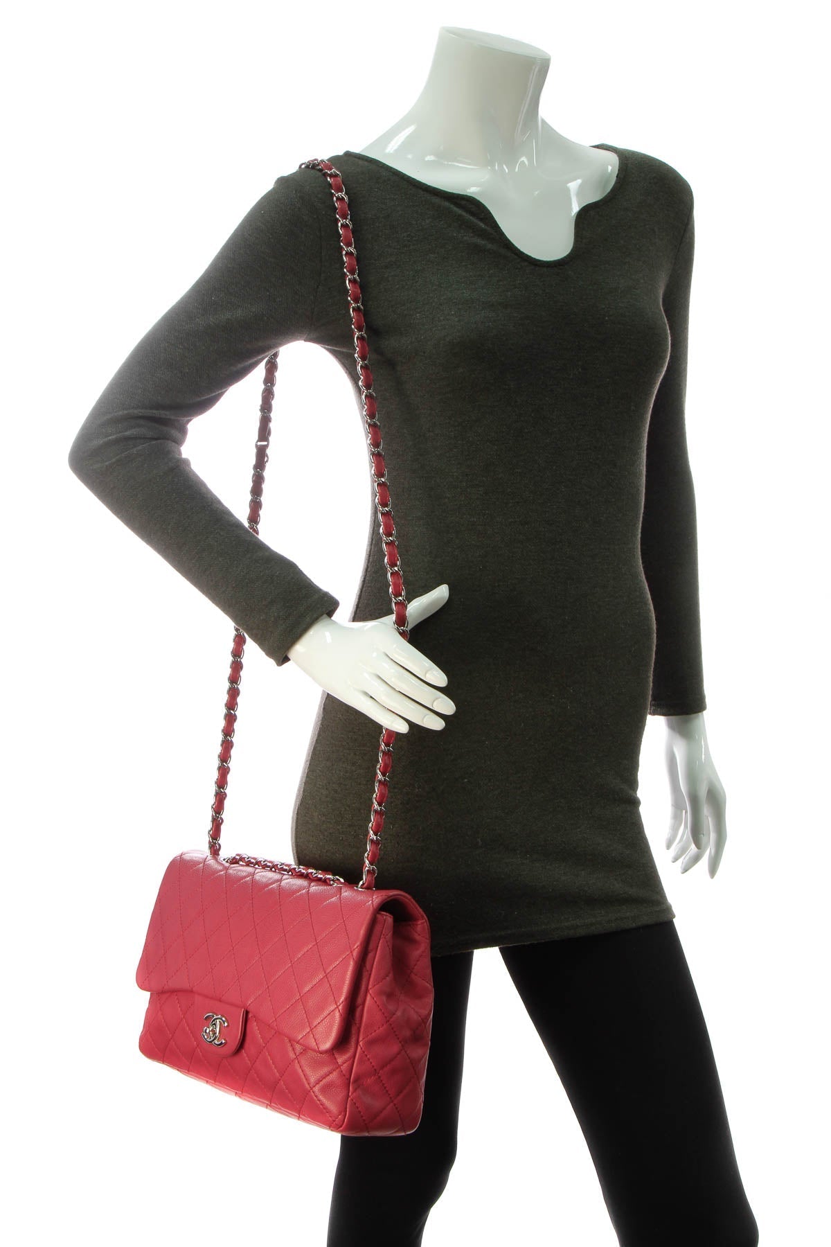 Classic Jumbo Single Flap Bag - Raspberry - image 2