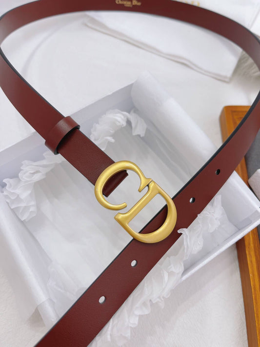 Dior Christian Dior CD Buckle Leather Belt in Burgundy - photo 1