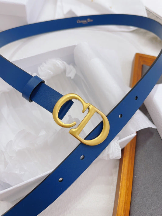 CHRISTIAN DIOR CD Buckle Leather Belt in Deep Blue - image 2
