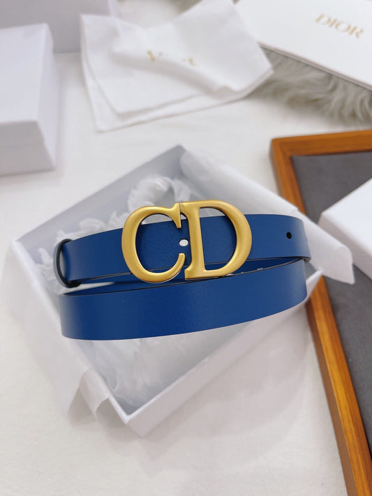 CHRISTIAN DIOR CD Buckle Leather Belt in Deep Blue - image 1