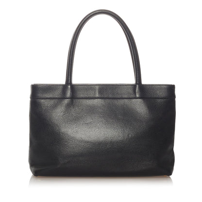 Chanel CC Caviar Leather Tote Bag - image 3