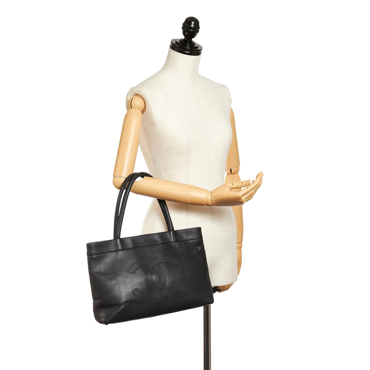 Chanel CC Caviar Leather Tote Bag - image 5
