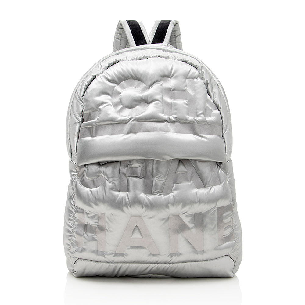 Chanel Embossed Nylon Logo Doudoune Large Backpack - image 1