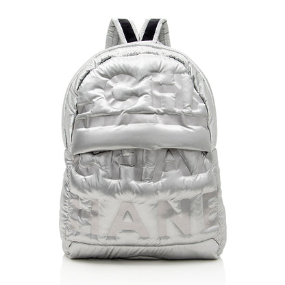 Chanel Embossed Nylon Logo Doudoune Large Backpack - image 1