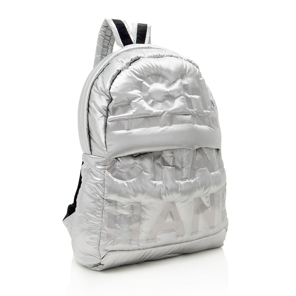 Chanel Embossed Nylon Logo Doudoune Large Backpack - image 2