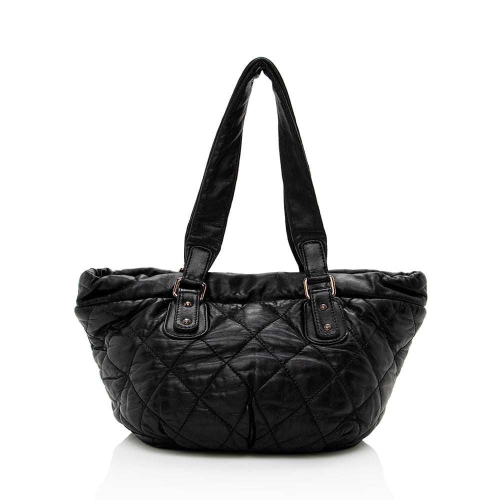 Chanel Lambskin Bubble Quilted Drawstring Shoulder Bag - image 3