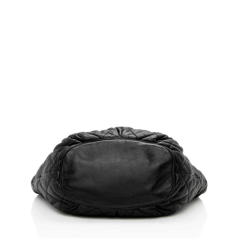 Chanel Lambskin Bubble Quilted Drawstring Shoulder Bag - image 4