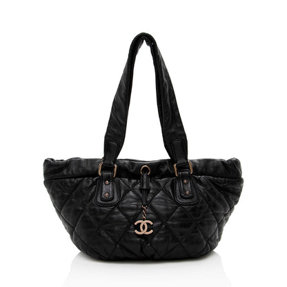 Chanel Lambskin Bubble Quilted Drawstring Shoulder Bag - image 1
