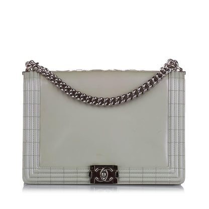 Chanel Large Boy Lambskin Leather Flap Bag - image 1