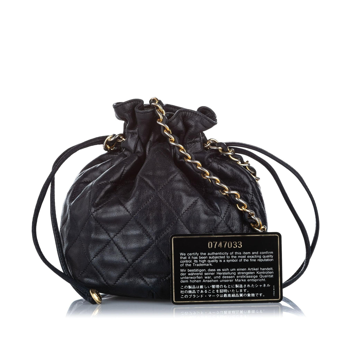 Chanel Mini Classic Lambskin Leather Bucket Bag - image 8
