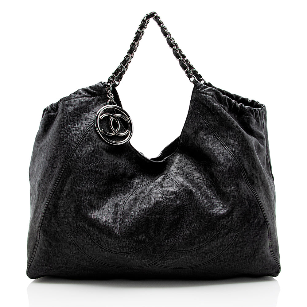 Chanel Quilted Leather CC Charm Hobo - image 1
