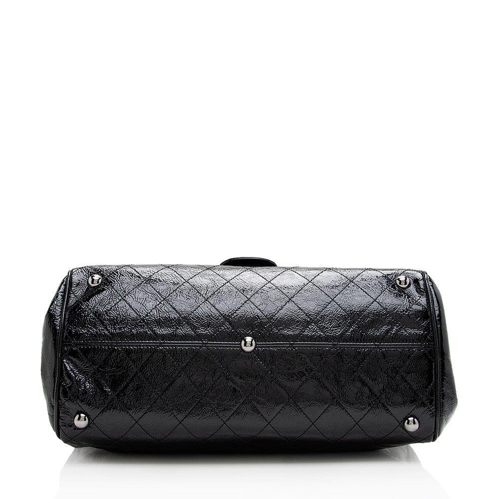 Chanel Quilted Patent Leather Ritz Flap Bag - image 4