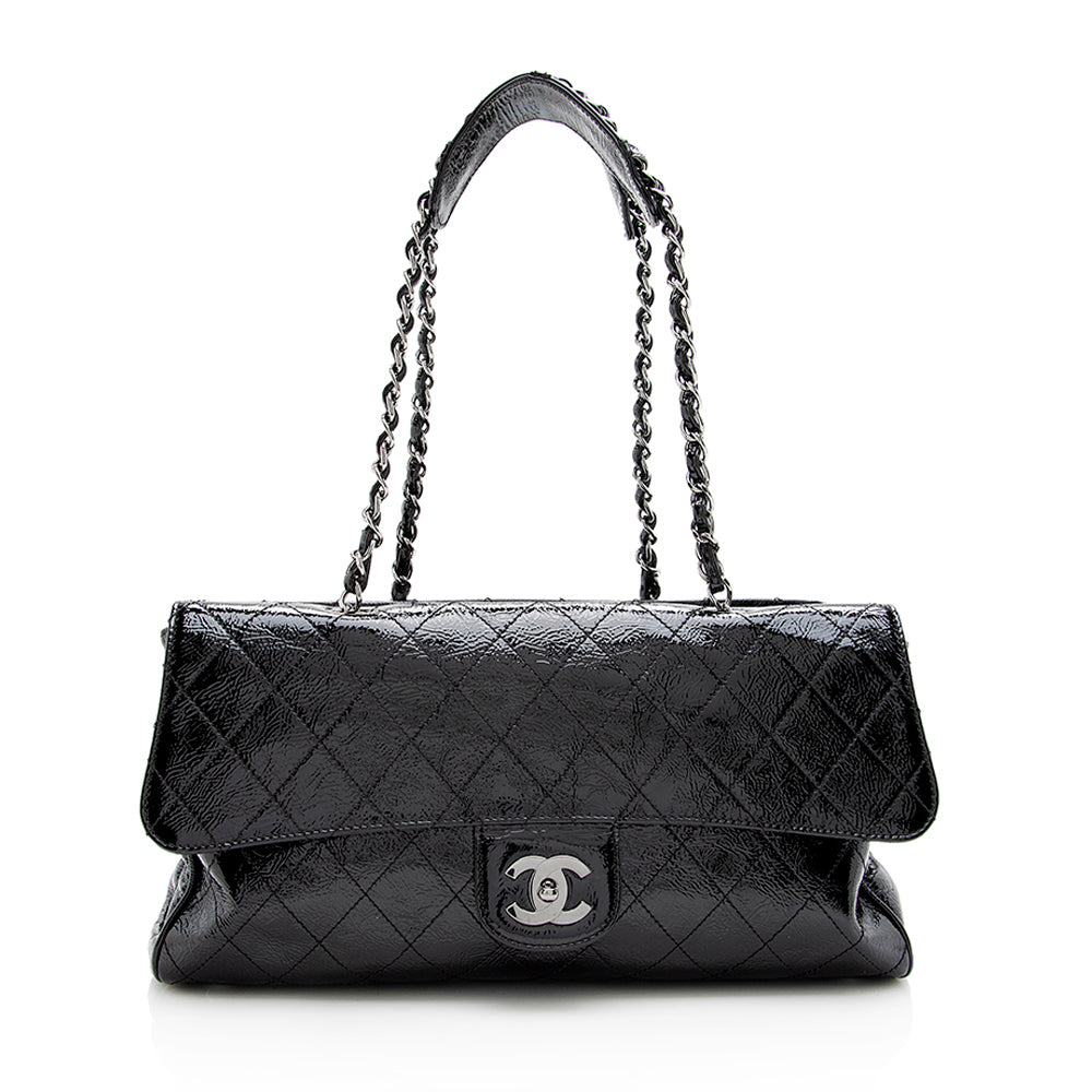 Chanel Quilted Patent Leather Ritz Flap Bag - image 1