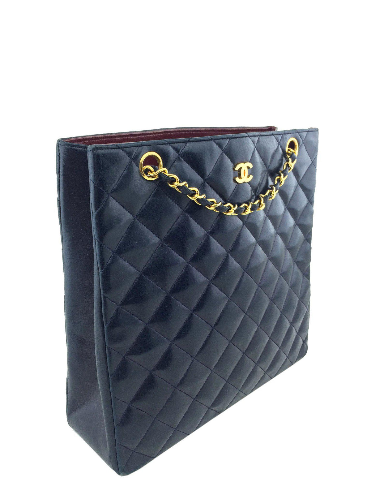 Chanel Vintage Quilted Lambskin Medium Shopper Tote Bag - image 3