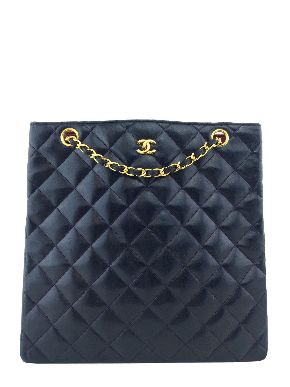 Chanel Vintage Quilted Lambskin Medium Shopper Tote Bag - image 1