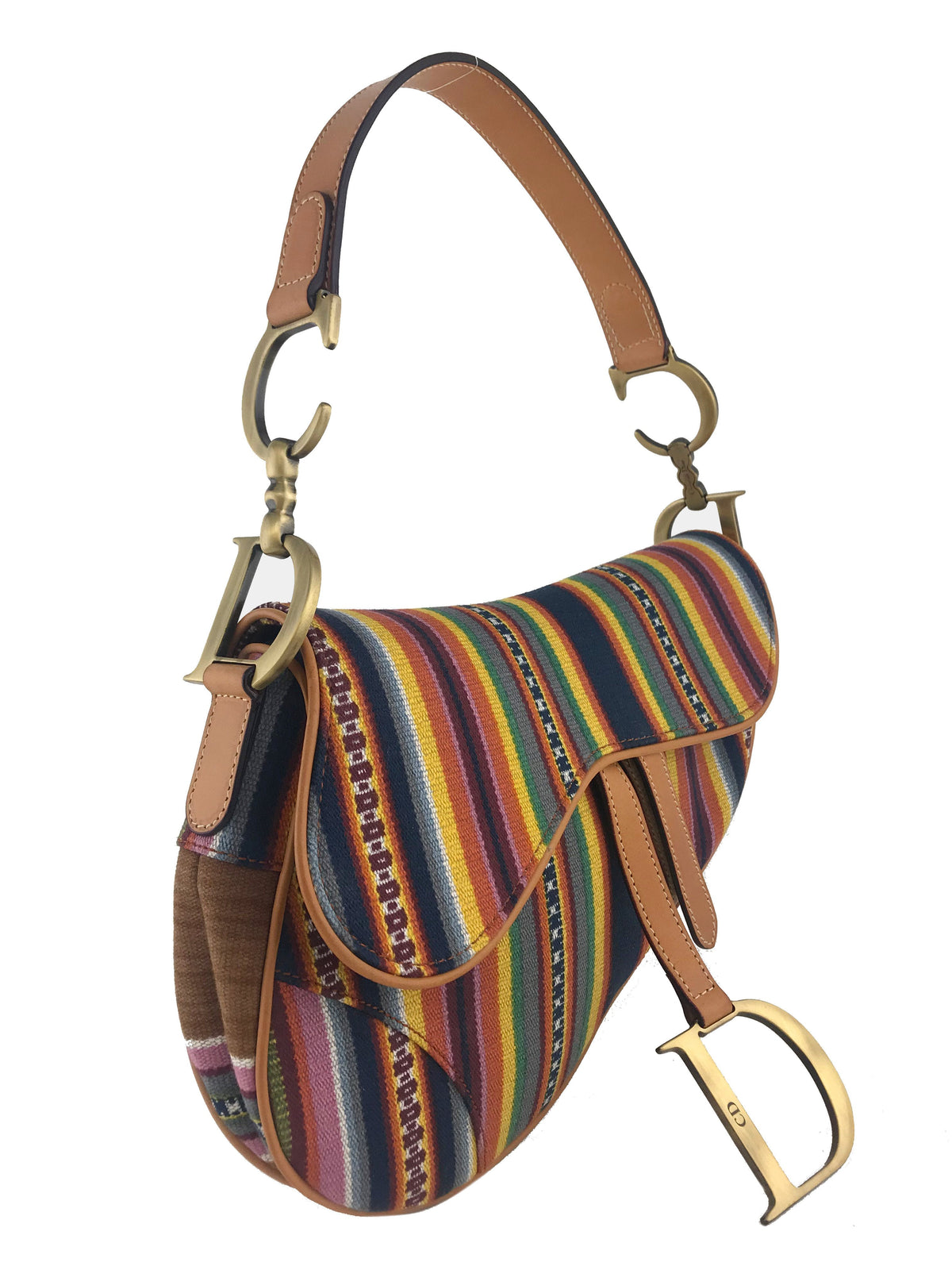Christian Dior Canvas Striped Saddle Bag - image 3