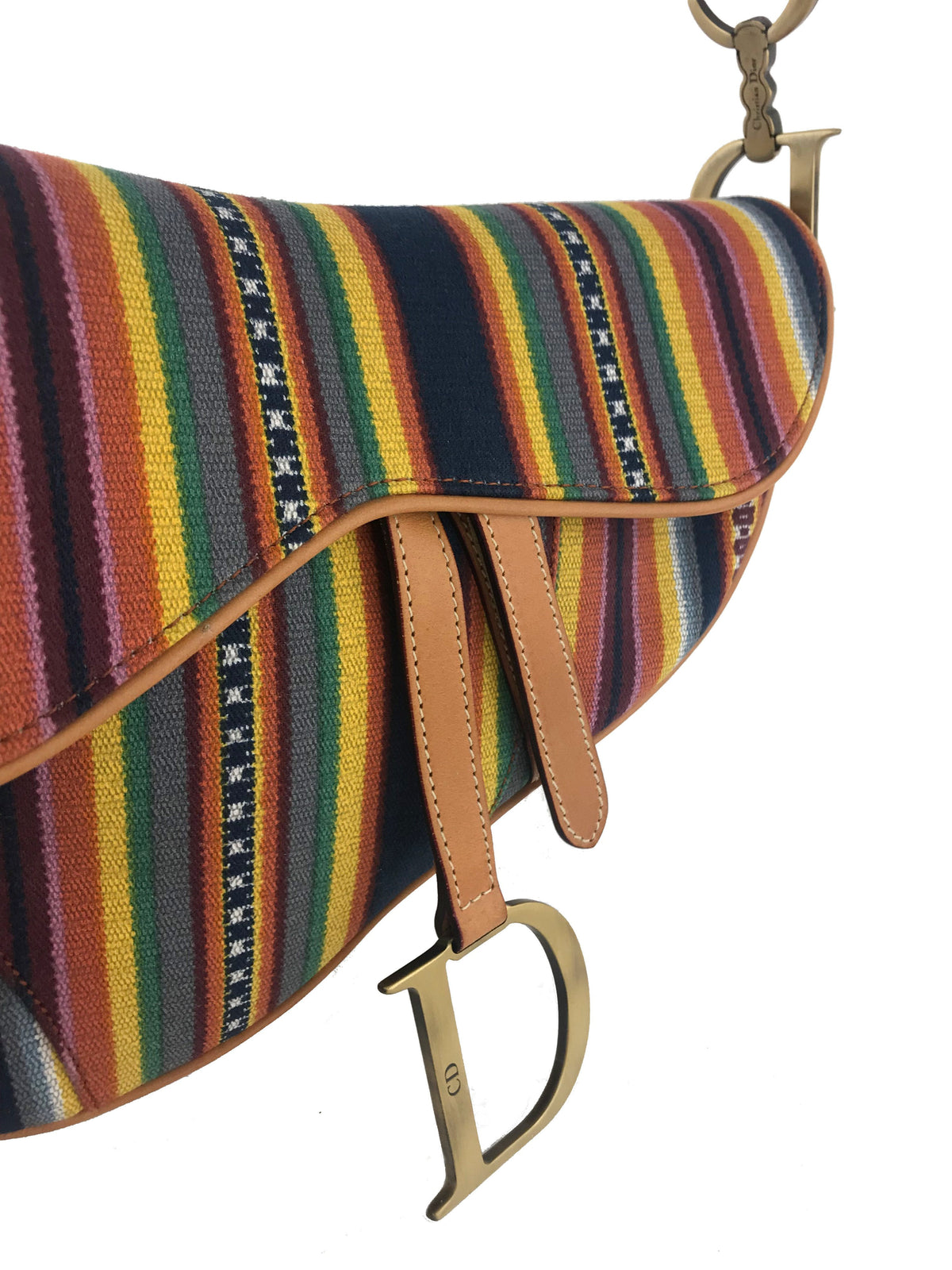Christian Dior Canvas Striped Saddle Bag - image 4