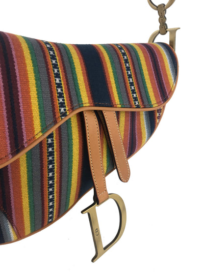 Christian Dior Canvas Striped Saddle Bag - image 4
