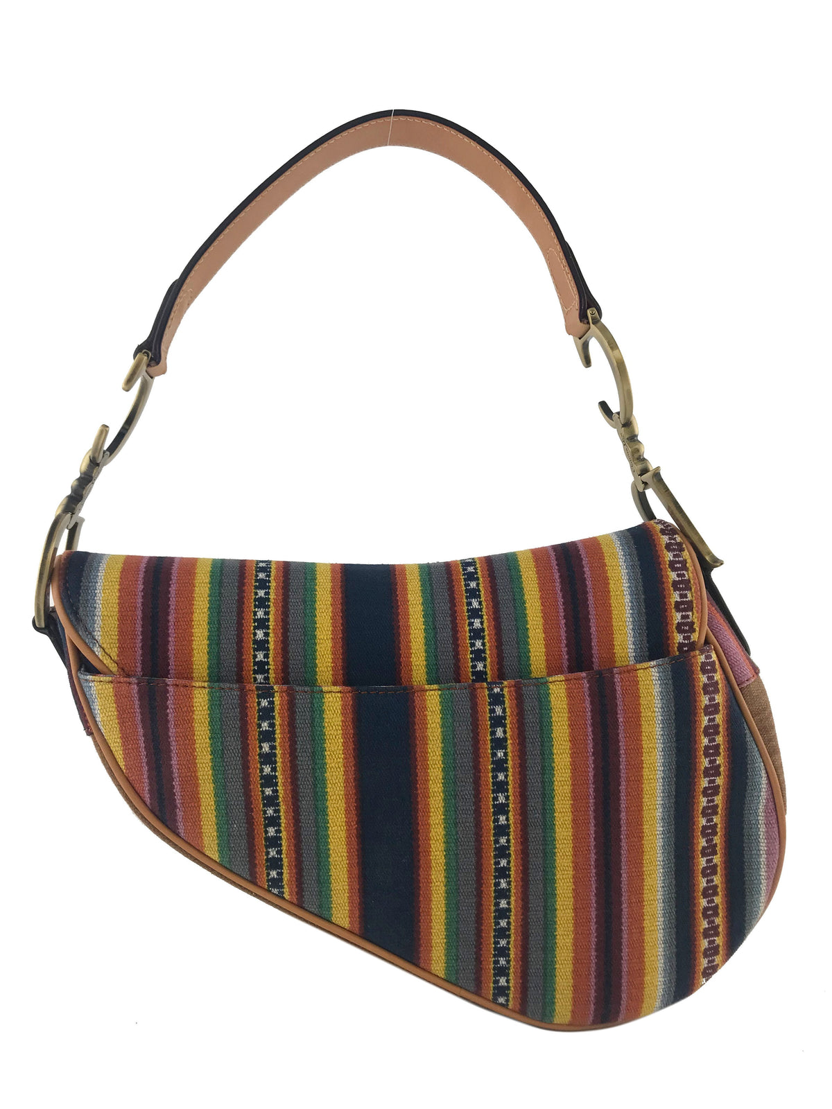 Christian Dior Canvas Striped Saddle Bag - image 5