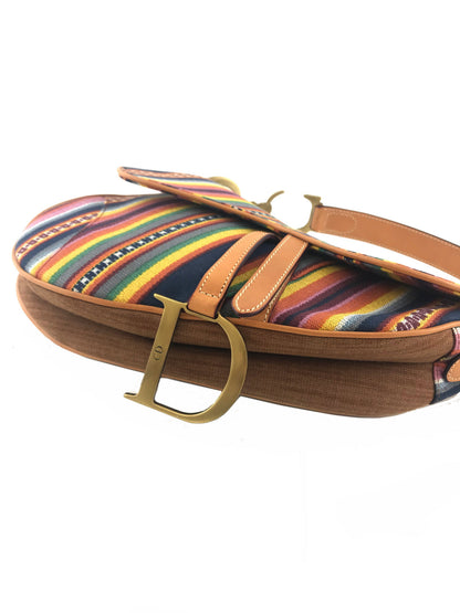 Christian Dior Canvas Striped Saddle Bag - image 6