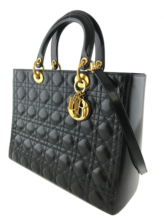 Dior Christian Dior Lady Dior Cannage Patent Leather Large Tote Bag - photo 2