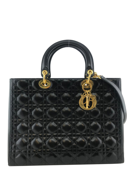 Dior Christian Dior Lady Dior Cannage Patent Leather Large Tote Bag - photo 1