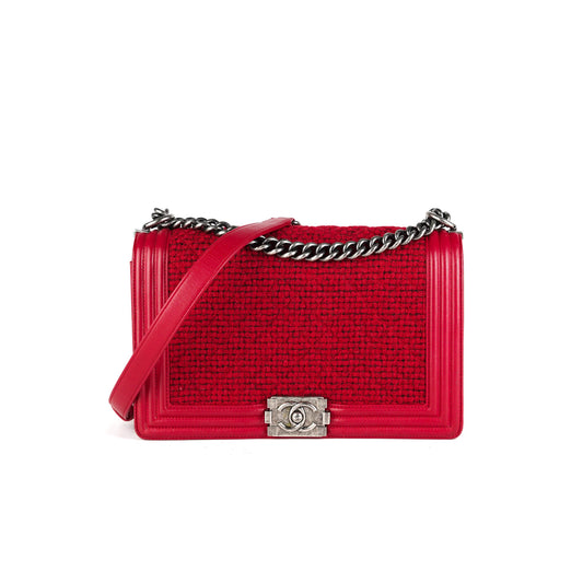 Chanel New Medium Boy Tweed Red - photo 1