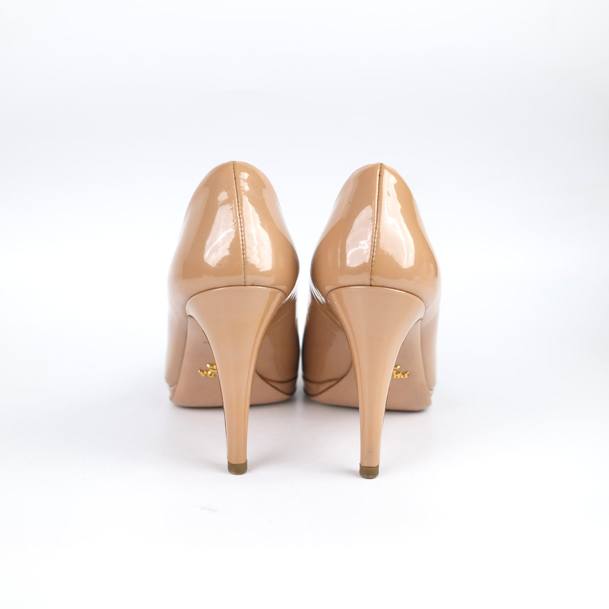 Prada Peep Toe Heels Patent Beige - Size 36 - photo 4