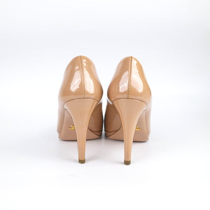 Prada Peep Toe Heels Patent Beige - Size 36 - photo 4