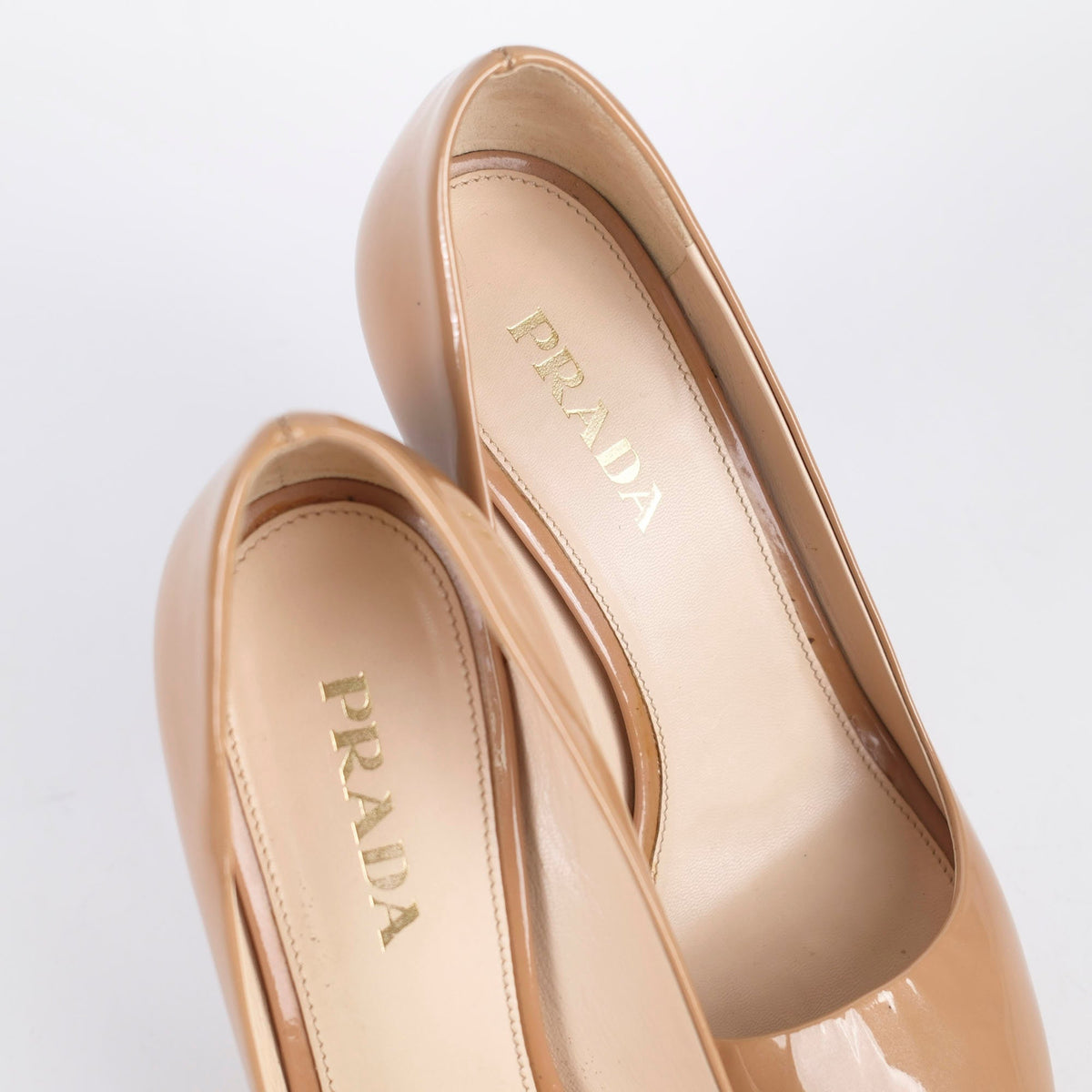 Prada Peep Toe Heels Patent Beige - Size 36 - photo 9
