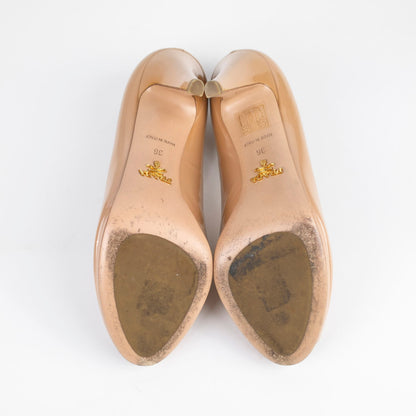 Prada Peep Toe Heels Patent Beige - Size 36 - photo 5