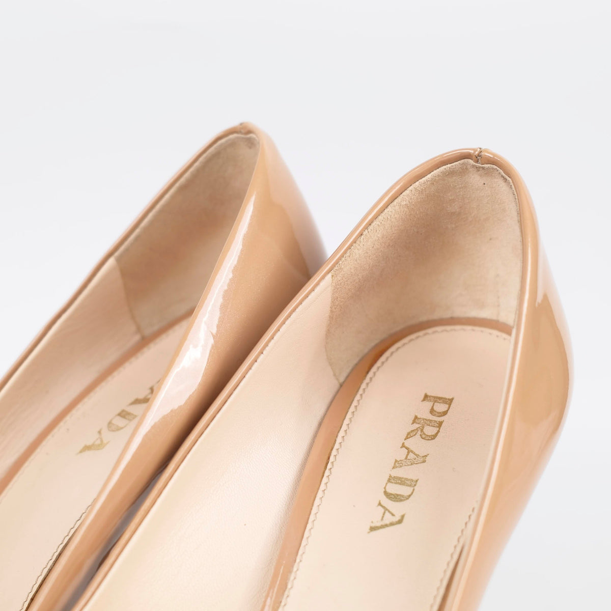 Prada Peep Toe Heels Patent Beige - Size 36 - photo 8