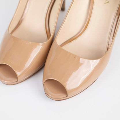 Prada Peep Toe Heels Patent Beige - Size 36 - photo 7