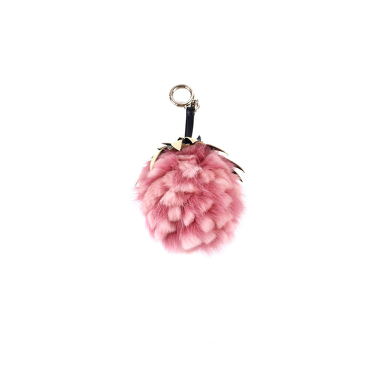 Fendi Pink Mink/Leather Pineapple Bag Charm - photo 1