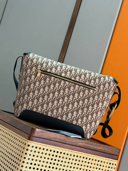Mini Dior Jett Messenger Bag with Flap - Brown Dior Oblique Jacquard - image 1
