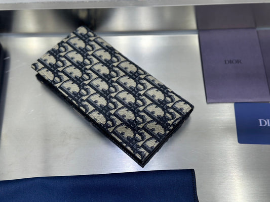 Dior Long Bifold Wallet - Beige & Black Oblique Jacquard Canvas - photo 1