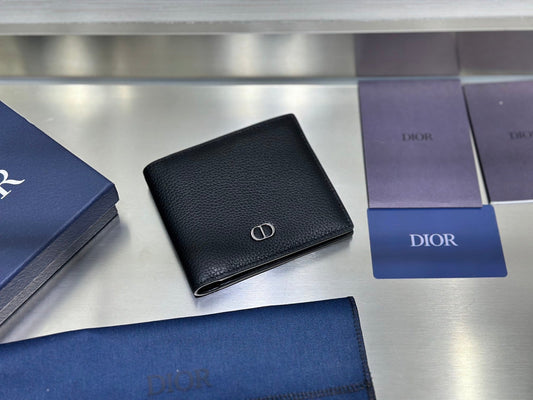 Dior CD Icon Bifold Wallet - Gris Flanelle Grained Calfskin Grey Leather Billfold - image 1